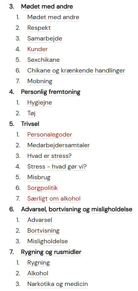 Udklip af personalehåndbogen